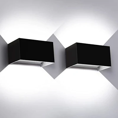 Image de Kingwei 20W Applique Murale Exterieur 2 Pièces Etanches IP65 Luminaire Avec Angle de Faisceau Réglable Lampe Exterieur/Interieur Blanc Froid 6000K (Noir)