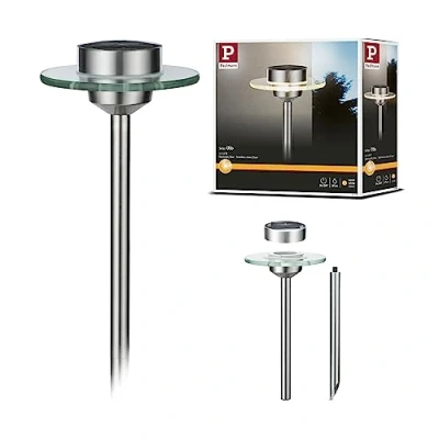 Image de Paulmann 93764 Special borne Solaire UFO IP44 LED 1x0,2W Clair Acier/Verre, 0.2 W, Inoxydable, 15 cm x 55