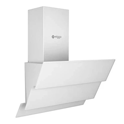 Image de Wiggo Hotte aspirante 60 cm sans tête I évacuation d&#039;air recirculation 300 m3/h Écran tactile LED 3 niveaux inclinée avec filtre à graisse &amp; 2 filtres charbon blanche