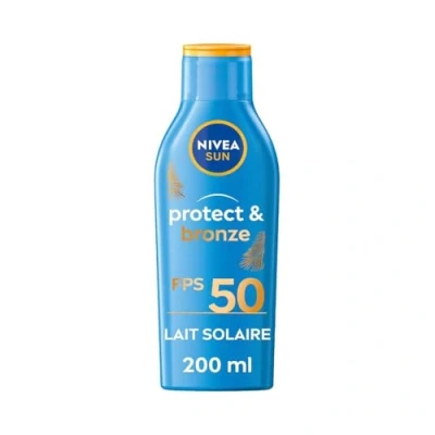 Image de NIVEA SUN Lait solaire activateur de bronzage Protect &amp; Bronze FPS 50 (1 x 200ml), crème avec protection UVA/UVB pour un hâle naturellement bronzé