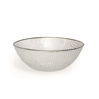 Image de Excelsa Platinum Saladier, Verre, Transparent/Bord Argent, 23 x 10 cm
