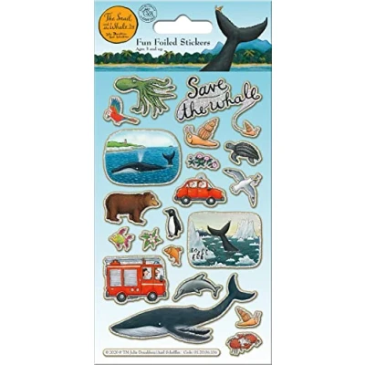 Image de Paper Projects Autocollants réutilisables escargot sur la baleine Produit sous licence officielle Réutilisable surfaces non poreuses, bleu, 19,5 cm x 9,5