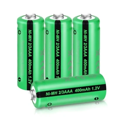 Image de Piles Rechargeables NIMH 1,2V 2/3AAA (Pas AAA) 400mAh pour Lampes Solaires,Lot de 6,PKCELL,(2/3AAA est Plus Court qu&#039;une Batterie