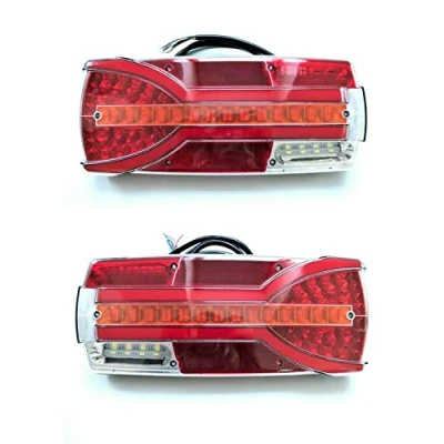 Image de 2 feux arrière LED 7 fonctions E9 12 V 24 IP68 pour bus, remorque, camion, remorque.