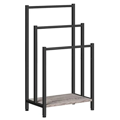 Image de HOOBRO Porte Serviettes, Range Serviettes avec 3 Barres, Support Salle de Bain, Étagère Rangement, 43 x 28 81 cm, pour Couvertures, Journaux, Grège et Noir EBG03LB01