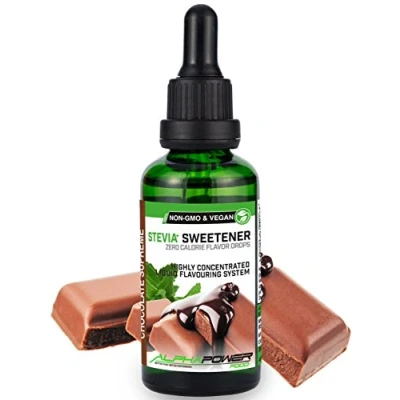 Image de ALPHAPOWER FOOD Stévia Gouttes de chocolat arôme alimentaire naturel I Édulcorant Liquide très concentré 1 x 50 ml. flavour Stevia drops, Flavdrops