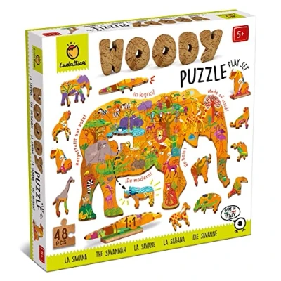 Image de Ludattica Bois Savane Woody Puzzle 48 pièces, XOT LD21276, Multicolore