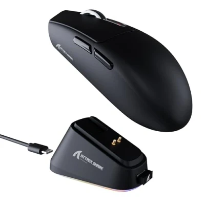 Image de ATTACK SHARK G3PRO Gaming Mouse with Magnetic Charging Dock, PixArt PAW3311 Sensor, BT/2.4G Wireless/Wired Mouse, 25000 DPI, Gamer Mice for Win11/Xbox/PS/Mac (Black)