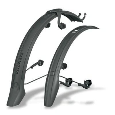 Image de SKS GERMANY VELOFLEXX SET 65 Jeu de garde boue avec adaptateur cadre à angle réglable (accessoire en plastique performance résistant aux chocs, monter sur chaque fourche vélo), noir