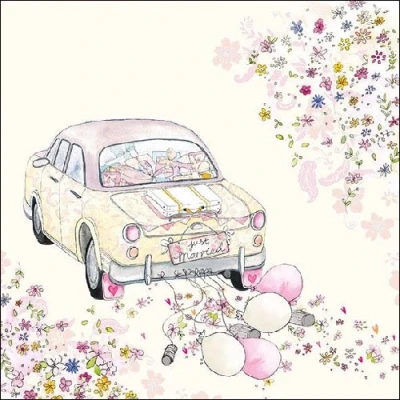 Image de Ambiente Serviettes en Papier Dinner/Party env. 33x33cm Just Married Marriage Idéal comme Cadeau