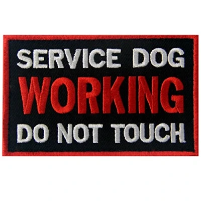 Image de Service Dog Working Do Not Touch Traitement des chiens Ne pas toucher Emballage de gilets/harnais Brodé Fastener à Crochet et Boucle Patch