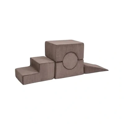 Image de MEOWBABY 5 Elements Soft Foam Blocks Playset Aire de Jeux pour Bébés et Tout Petits, Blocs d&#039;escalade d&#039;intérieur, Kord, Marron
