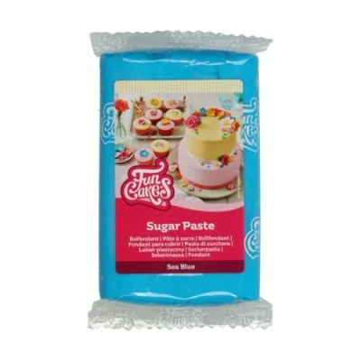 Image de FunCakes Pâte à Sucre Sea Blue: facile utiliser, lisse, flexible, douce et pliable, parfaite pour la décoration de gâteaux, halal, casher sans gluten. 250 g