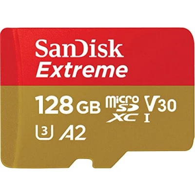 Image de SanDisk 128 Go Extreme carte microSDXC pour jeux sur mobile, jusqu&#039;à 190 Mo/s, avec A2 App Performance, UHS I, Classe 10, U3, V30