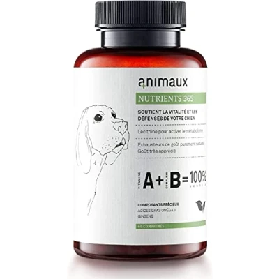 Image de vitamines pour Chiens 60 comprimés à mâcher métabolisme, système immunitaire, défenses &amp; Pelage complément avec Complexe de B, oméga 3, Ginseng Plus animaux nutrients 365 Dogs