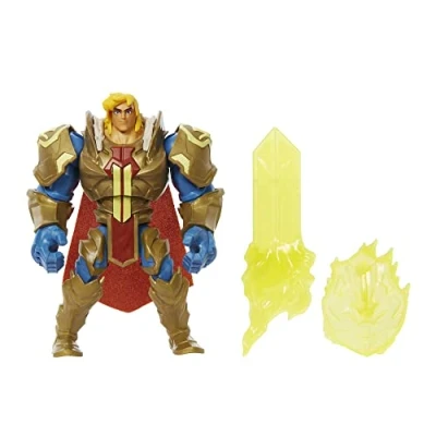 Image de Masters Of The Universe Musclor et les Maîtres de l’Univers Figurine avec Mécanisme d&#039;Attaque, Arme Bouclier 14 cm Cadeau dès 4 ans, HDY37