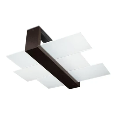 Image de Sollux LIGHTING Feniks 2 Plafonnier Boîtier en Bois Élégant + Mélange d&#039;Abat jour verre Ampoule E27 Remplaçable, x 60 W Wengé, 43 12 cm