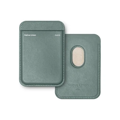 Image de Native Union (Re Classic Wallet Porte Cartes magnétique Compatible MagSafe pour iPhone 16, 15, 14, 13 Extra sécurisé et Ultra Fin Stocke 3 Matériaux d&#039;origine végétale (Vert Ardoise)