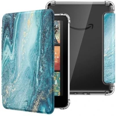 Image de MoKo Coque pour 7&quot; Kindle Paperwhite 12 Gén Modèle 2024 et Colorsoft Signature Edition 2024, Étui de Protection Ultra Clair en TPU Souple Transparent avec Auto Réveil/Sommeil, Dorure