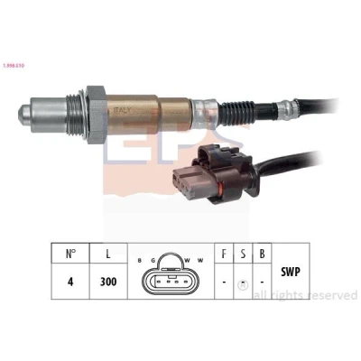 Image de EPS 1.998.510 Sonde lambda chauffé, planaire, Filetage prégraissé FORD: FIESTA 7, Focus Mk4 3/5 portes