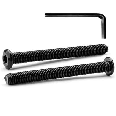 Image de M8 x 80mm 20Pcs Tête Plate Vis D&#039;assemblage à Six Pans Creux, Plate, Acier Inoxydable A2 V2A, Boulons de Meubles, Filetage Complet, Oxyde Noir (Avec Clé Hexagonale)