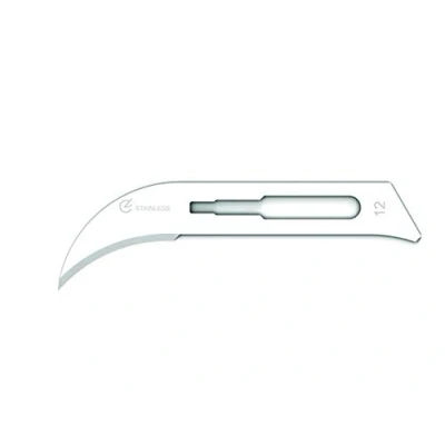 Image de Gima lames en acier inoxydable, Inox, à pointe arrondie standard, stériles, jetables, taille n. 12, 100 emballées individuellement.