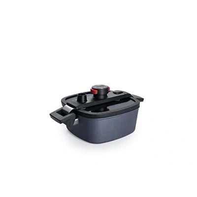 Image de Woll Active Lite Casserole carrée avec couvercle 22 cm x Hauteur 9 3,2 l 2 poignées latérales Inductif Convient pour tous les types de feux aluminium anthracite
