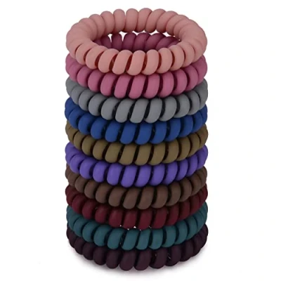 Image de JessLab Élastiques à Cheveux en Spirale, 10Pcs Sans Trace Hair Ties Plastique Bobines de Queues Cheval Supports No Damage Accessoires pour Filles Femmes, Couleurs Assorties (#6)