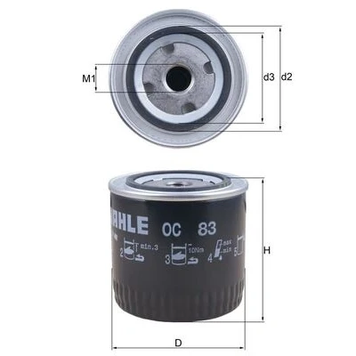 Image de MAHLE ORIGINAL OC 83 Filtre à huile avec un clapet de non retour vissé SCANIA: P,G,R,T series, 4 3 series