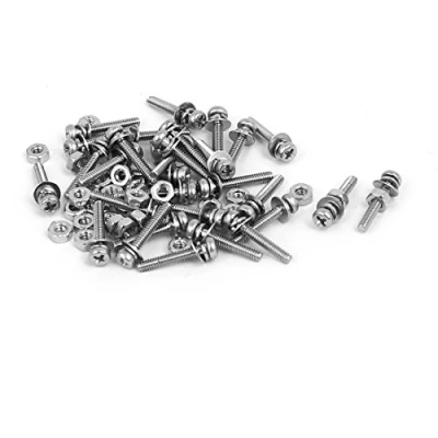 Image de sourcing map M1.6 x 10mm Tête Cruciforme Vis Ecrous avec Rondelles 304 acier inoxydable 30 sets
