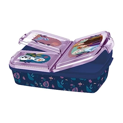 Image de p:os 35451 Frozen Die Eiskönigin 2 goûter 3 Compartiments, boîte à déjeuner en Plastique avec Fermetures Clip, pour Le Jardin d&#039;enfants, l&#039;école et Les Loisirs, 35451, Multicolore