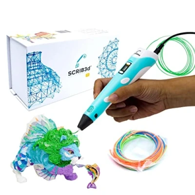 Image de SCRIB3D P1 stylo 3D Comprend un 3D, 3 couleurs de départ filament PLA, livre pochoirs + guide projet et adaptateur