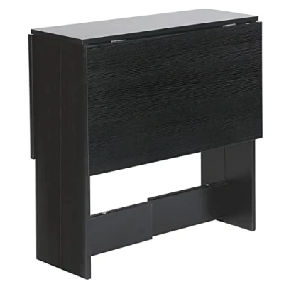 Image de LANTUS table en bois pliable, salle à manger, bar, de manger pliable avec 2 rabats et étagères rangement pour cuisine 103 x 76 73,4 cm (103 (noir))