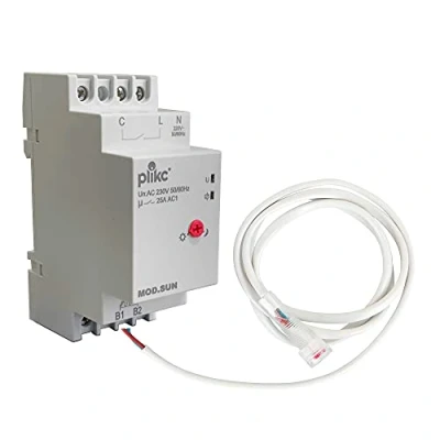 Image de plikc Interrupteur crépusculaire modulaire avec sonde extérieure IP65 contact de 25 A 3000 W SUN