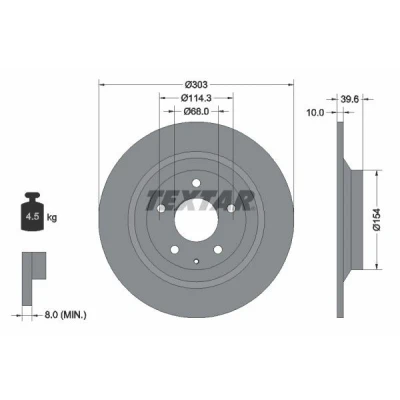 Image de TEXTAR PRO 92242703 Disque de frein 303 10 05/06 114,3 plein revêtu sans boulon fix roue, moyeu roue MAZDA: CX 5 I, II, 30