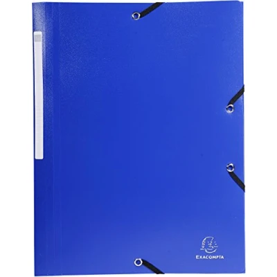 Image de Exacompta Réf. 55812E Paquet de 10 chemises à élastiques Opak pochettes 3 rabats en polypropylène opaque dimensions 24 x 32 cm pour documents au format A4 couleur bleu foncé