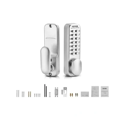Image de VEVOR Serrure à Code Mécanique 14 Touches, de Porte d&#039;Entrée Sans Clé Clavier Mécanique, avec Bouton, Un Seul Côté, en Acier Inoxydable, Étanche, pour Maison, Clôture Extérieure, Argenté