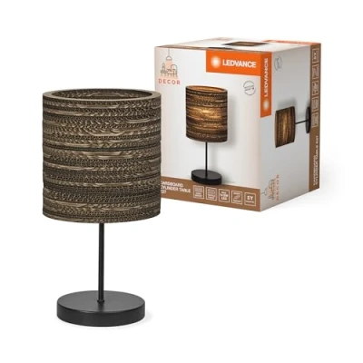 Image de LEDVANCE Decor Cardboard Cylindre marron en carton ondulé, E27, diamètre 200 mm, abat jour matériau recyclé, durabgrâce à une source lumineuse remplaçable, facià installer