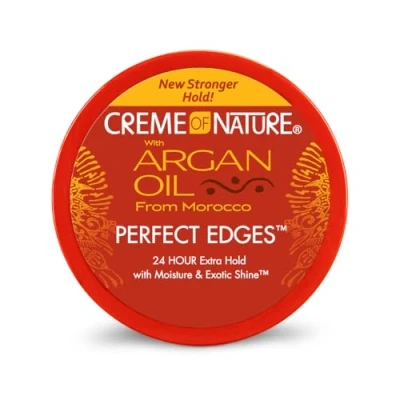Image de Creme of Nature Argan Oil Perfect Edges Gel Cheveux à l’Huile d’Argan du Maroc Bouclés Frisés Crépus Sans Alcool Rinçage résidus Extra tenue 48h Pot de 63,7ml