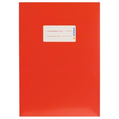 Image de HERMA 19762 protège cahiers, format A5, en carton rouge, avec champ d&#039;inscription, papier solide et extra fort, cahiers d&#039;école, couleur