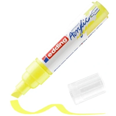 Image de edding 5000 Marqueur acrylique large jaune fluorescent 1 feutre imperméable pointe biseautée 5 10mm peinture pour peindre sur la toile le papier kraft bois pierre