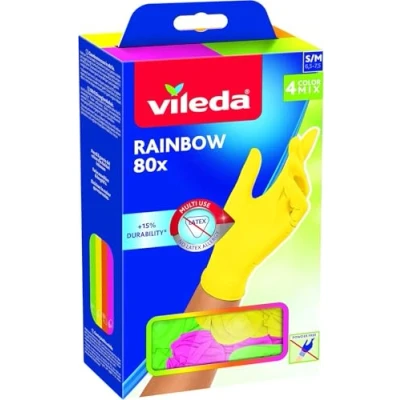 Image de Vileda Gants Multi usages Rainbow, Nitrile, Multicolore, 80 pièces, S/M