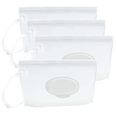 Image de 4 Pièces Pochettes de Lingettes Humides, Sac à Mouillées Portable, Distributeur Pochette Boîte Rangement Humides Réutilisable pour Bébé (Clear Pattern)