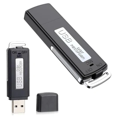 Image de Clé USB Enregistreur Vocal Numérique Audio Dictaphone Micro Recorder 8Go Compact Lakamodo (Noir)