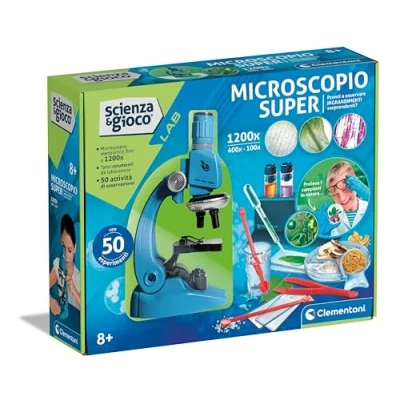 Image de Clementoni Lab Super Laboratoire avec 50 Expériences de Science, Microscope pour Enfants Optique et Électronique 1200X, Jeu Scientifique 8 Ans, en Italien, 19228, Multicolore