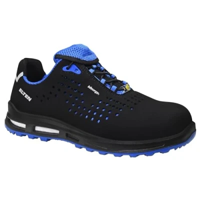 Image de ELTEN Chaussures de sécurité Impulse XXT Bleu Low ESD S1, Femme et Homme, Textile, Embout en Plastique (Plus léger Que l&#039;embout Acier), léger, Sportif, Noir/Bleu, Pointure : 37