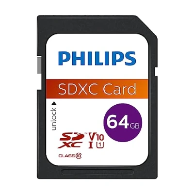 Image de Philips Ultra Speed Carte SDXC 64 Go UHS I U1, Vitesse de Lecture jusqu&#039;à 80 Mo/s, V10, mémoire pour Appareil Photo, Tablette, Ordinateur Personnel, Lecteur Carte, vidéo Full HD