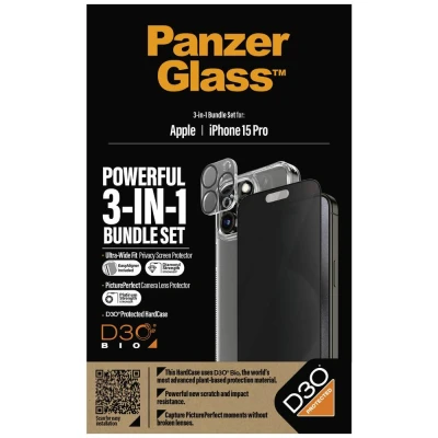 Image de PanzerGlass ® Privacy 3 in 1 Pack iPhone 15 Pro Protection d&#039;écran transparent Apple pièce(s) Neuf