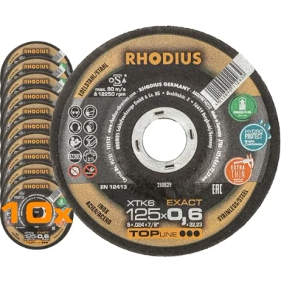 Image de Rhodius XTK6 Exact Box 211302 Lot de 10 disques à tronçonner coudés 125 mm