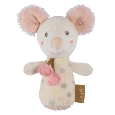 Image de Fehn Mini Hochet Souris Griffon pour Hocher, Toucher, Jouer avec un Animal en Tissu Doux et Moelleux Jouet de Motricité Comme Fidèle Compagnon les Bébés Jeunes Enfants